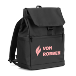Sac à dos en cuir synthétique avec rabat, idéal pour PC portable 16” couleur noir image avec logo