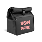 Sac isotherme enroulable 7 L avec fermeture réglable en similicuir couleur noir image avec logo