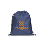 Sac à cordons moyen en non-tissé avec fermeture thermosoudée 60 g/m² couleur bleu image avec logo