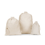 Petit sac à cordons en coton avec fermeture par anses 120 g/m² couleur naturel troisième vue