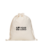 Sac à cordon moyen en coton avec anses et fermeture 120 g/m² avec zone d'impression