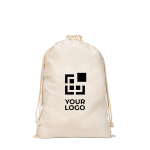Grand sac à cordons en coton avec anses et fermeture 120 g/m² avec zone d'impression