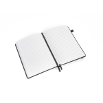 Carnet A5 ligné avec planification mensuelle et bande élastique couleur noir troisième vue
