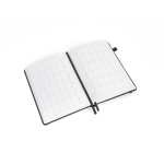 Carnet A5 ligné avec planification mensuelle et bande élastique couleur noir quatrième vue