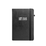 Carnet A5 ligné avec planification mensuelle et bande élastique avec zone d'impression