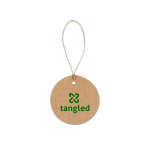 Étiquette ronde en papier recyclé avec cordon naturel 700 g/m² couleur naturel image avec logo