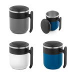 Mug de voyage double paroi, finition mate, base antidérapante, 400 ml diverses couleurs