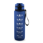 Gourde mate en RPET, toucher gomme, avec phrases motivantes 1,06 ml couleur bleu première vue