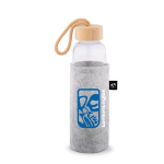 Housse pour bouteille en feutre recyclé pour le transport couleur gris clair image avec logo 4