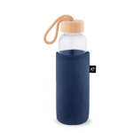 Housse pour bouteille en feutre recyclé pour le transport couleur bleu marine troisième vue