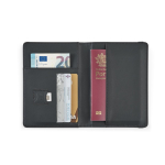 Porte-passeport en similicuir avec protection RFID et élastique couleur noir troisième vue