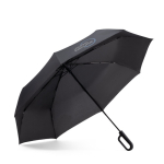 Parapluie pliable 3 sections en pongée et poignée ergonomique Ø117 couleur noir image avec logo