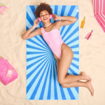 Serviette de plage en RPET à séchage rapide 100 x 180 cm couleur bleu septième vue