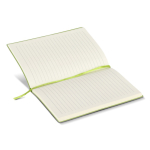 Carnet A5 à couverture souple avec ruban marque-page, pages lignées couleur vert quatrière vue