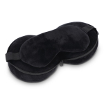 Oreiller de voyage 2 en 1 avec masque de sommeil intégré et housse couleur noir quatrière vue
