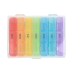 Pilulier hebdomadaire avec 7 boîtes et 3 compartiments par jour couleur multicolore sixième vue