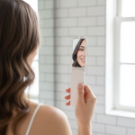 Brosse anti-peluches en plastique résistant avec miroir intégré couleur blanc septième vue