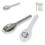 Set de 3 couverts en acier inoxydable dans un étui en plastique