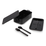 Lunch box à double étage avec clips de fermeture et couverts 1,55 L couleur noir deuxième vue