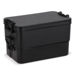 Lunch box à double étage avec clips de fermeture et couverts 1,55 L couleur noir huitième vue