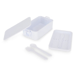 Lunch box à double étage avec clips de fermeture et couverts 1,55 L couleur blanc deuxième vue