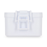 Lunch box à double étage avec clips de fermeture et couverts 1,55 L couleur blanc quatrière vue