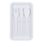 Lunch box à double étage avec clips de fermeture et couverts 1,55 L couleur blanc septième vue