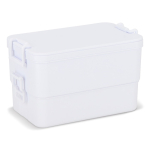 Lunch box à double étage avec clips de fermeture et couverts 1,55 L couleur blanc huitième vue
