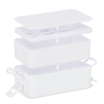 Lunch box à double étage avec clips de fermeture et couverts 1,55 L couleur blanc neuvième vue