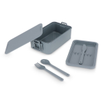 Lunch box à double étage avec clips de fermeture et couverts 1,55 L couleur gris deuxième vue