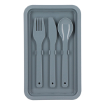 Lunch box à double étage avec clips de fermeture et couverts 1,55 L couleur gris septième vue