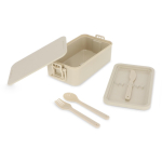 Lunch box à double étage avec clips de fermeture et couverts 1,55 L couleur beige deuxième vue