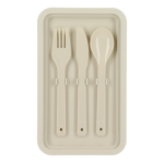 Lunch box à double étage avec clips de fermeture et couverts 1,55 L couleur beige septième vue