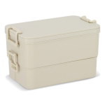 Lunch box à double étage avec clips de fermeture et couverts 1,55 L couleur beige huitième vue