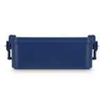 Lunch box à double étage avec clips de fermeture et couverts 1,55 L couleur bleu foncé troisième vue