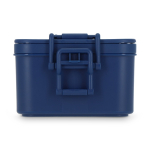 Lunch box à double étage avec clips de fermeture et couverts 1,55 L couleur bleu foncé quatrière vue