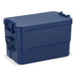 Lunch box à double étage avec clips de fermeture et couverts 1,55 L couleur bleu foncé huitième vue