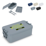 Lunch box à double étage avec clips de fermeture et couverts 1,55 L
