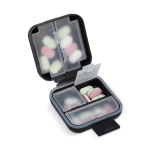 Pilulier compact en plastique avec plusieurs compartiments couleur noir troisième vue