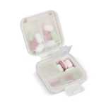 Pilulier compact en plastique avec plusieurs compartiments couleur blanc troisième vue
