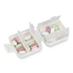 Pilulier compact en plastique avec plusieurs compartiments couleur blanc quatrière vue