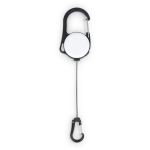 Porte-badge en plastique avec double mousqueton et cordon rétractable couleur blanc deuxième vue