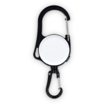 Porte-badge en plastique avec double mousqueton et cordon rétractable couleur blanc quatrière vue