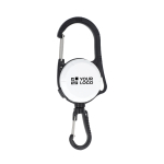 Porte-badge en plastique avec double mousqueton et cordon rétractable vue principale