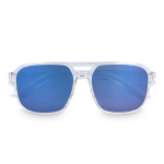 Lunettes de soleil recyclées à effet miroir avec protection UV400 couleur bleu transparent deuxième vue