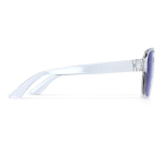 Lunettes de soleil recyclées à effet miroir avec protection UV400 couleur bleu transparent troisième vue