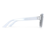 Lunettes de soleil recyclées à effet miroir avec protection UV400 couleur gris transparent troisième vue