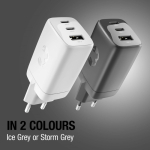 Chargeur rapide avec triple port 1 USB-A et 2 USB-C Fresh'n Rebel 67 W couleur gris foncé quatrière vue
