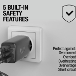 Chargeur rapide avec triple port 1 USB-A et 2 USB-C Fresh'n Rebel 67 W couleur gris foncé cinquième vue