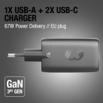 Chargeur rapide avec triple port 1 USB-A et 2 USB-C Fresh'n Rebel 67 W couleur gris foncé neuvième vue